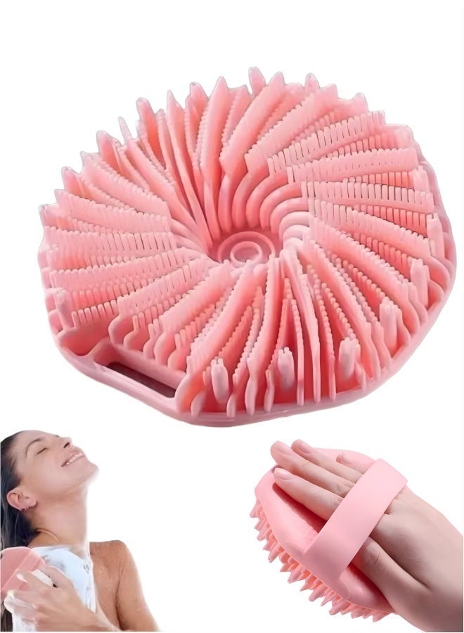Silicone Body Brush, Gentle Exfoliating Body Scrubber in Shower Silicone Loofah with Easily Leather Bristles, Long Lasting, and More Hygienic Than Traditional Shower Loofah, Pink ﻿ - Image 1